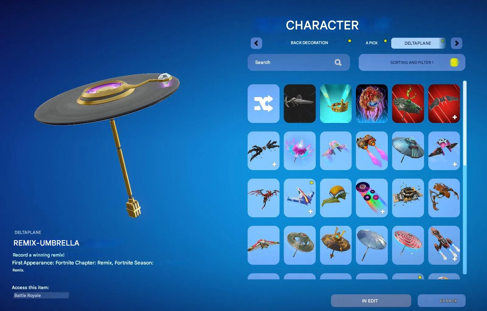 F1137 47 Outfits | PVE Access | Customs | Neconomy | Pickaxes 71 | Gliders 56 | Wraps 57 | Exclusive Styles 